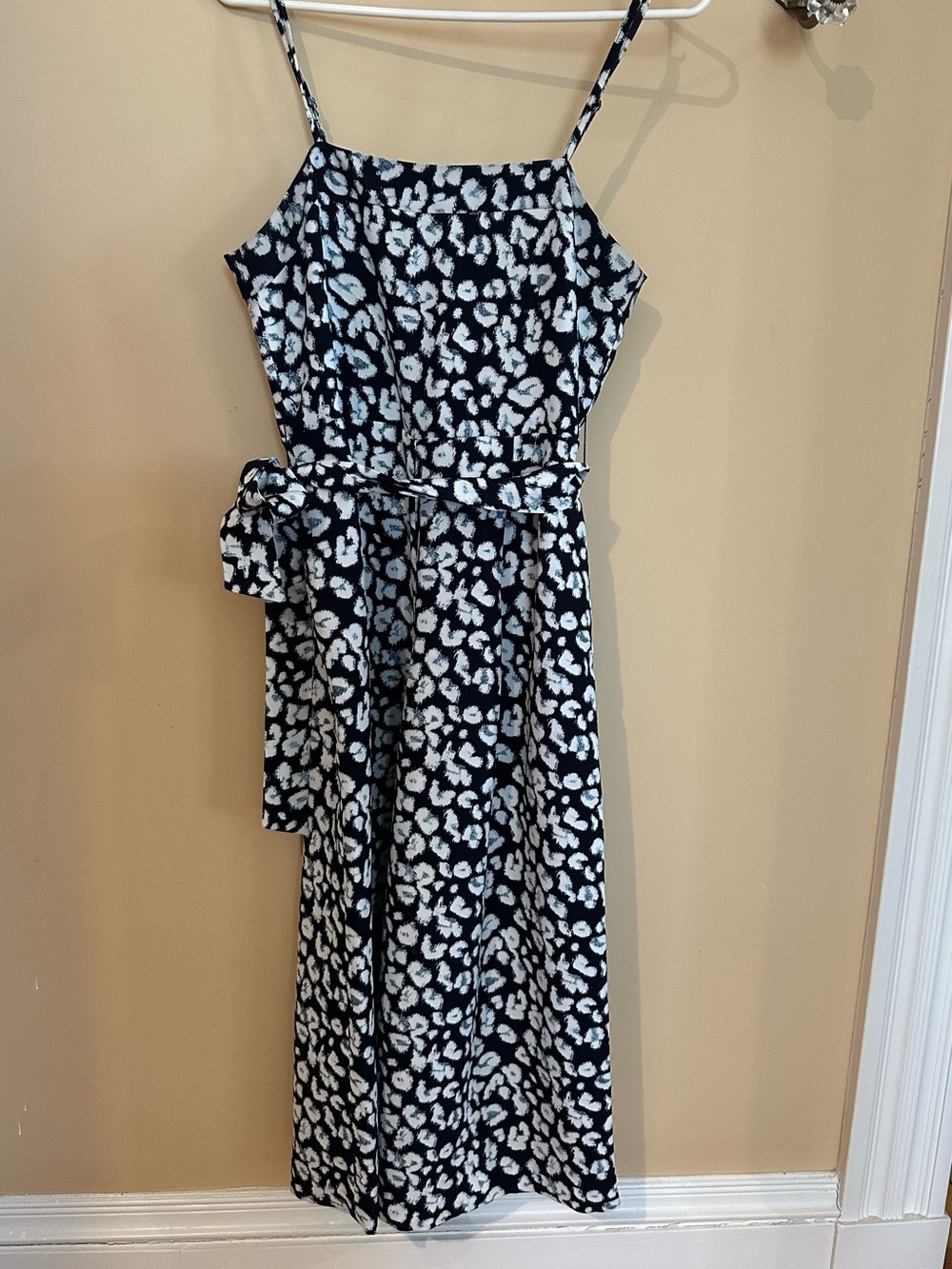 Banana Republic Blue and White Leopard Printed Wide-Leg Jumpsuit